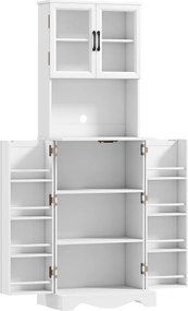 HOMCOM Mobilă de Depozitare pentru Bucătărie cu 2 Dulapuri și 8 Rafturi, din Lemn și Acrilic, 60x39.5x179.6 cm, Alb | Aosom Romania