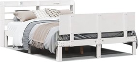 vidaXL Cadru de pat cu tăblie fără saltea, alb, 140x190 cm