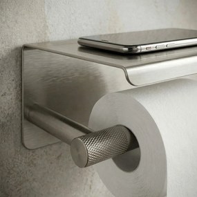 Suport pentru hârtie igienică cu poliță 6613 Modern Nickel Brush