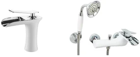 Set baterie cada TRENDY S,+baterie lavoar white-chrom , tip cascada