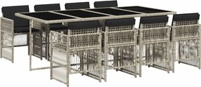 vidaXL Set mobilier grădină cu perne, 9 piese, gri deschis, poliratan