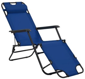 Sezlonguri plaja pliabile suport picioare 2 buc. albastru otel 2, Albastru