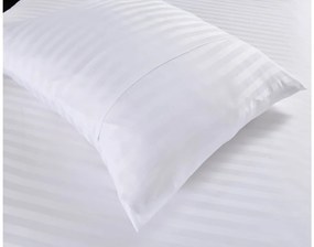 Lenjerie de pat hoteliera din microfibra JASMINE alba - dunga 2 cm Dimensiunile lenjeriei: 70 x 90 cm | 140 x 220 cm