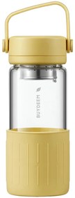 Sticla de ceai cu infuzor BUYDEEM DG42, 300 ml, Protectie silicon, Galben