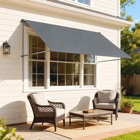 Outsunny Markiză manuală retractabilă Înclinare reglabilă 195 x 120 cm protecție UV aluminiu poliester gri închis | Aosom Romania