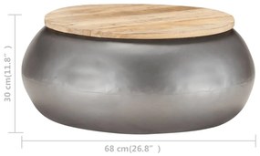 Masuta de cafea, gri, 68x68x30 cm, lemn masiv de mango 1, Gri, Lemn masiv de mango