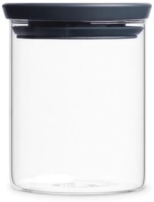 Borcan din sticla Brabantia Stackable 646875, 0.6 L, Inchidere ermetica, Transparent/ Gri inchis