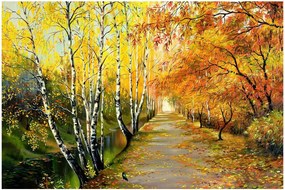Tablou - Alee romantică de-a lungul apei, pictură în ulei (90x60 cm)