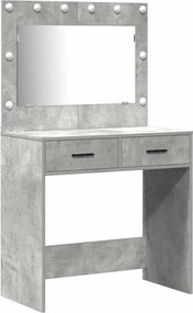 vidaXL Masă de Machiaj cu lumini de oglindă 2 pcs Gri Lemn compozit