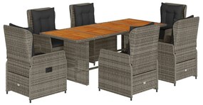 3262785 vidaXL Set mobilier de grădină cu perne, 7 piese, gri, poliratan