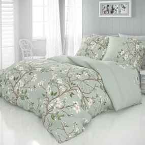 Lenjerie pat satin Primăvara verde, 240 x 220 cm, 2 buc. 70 x 90 cm, 240 x 220 cm, 2 buc. 70 x 90 cm