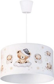 BRILAGI - Lustră LED suspendată pe cablu pentru copii BOBO, 1xE27/60W/230V, diametru 35 cm, alb/cu ursuleți