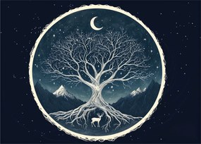 Tablou pe sticlă – Arbore magic cu cerb II. (70x50 cm)