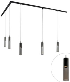 Sistem modern de iluminat pe șine cu 5 pendule negre monofazat - Iconic Lloyd