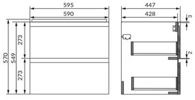 Dulap baie suspendat Cersanit Moduo 60 pentru lavoar, antracit mat 600 mm