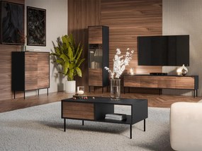 Set mobilier living Hermano I (Negru + Nuc warnia) . 1105956