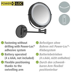 Oglindă cosmetică (mărire 5x) cu led/de mărire ø 25,5 cm Lumi – Wenko