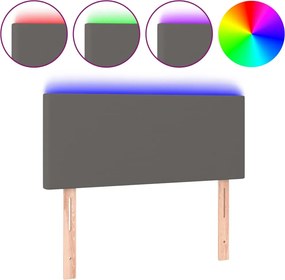 vidaXL Tăblie de pat cu LED, gri, 100x5x78/88 cm, piele ecologică