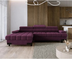 Coltar extensibil SELVA MINI, sezlong stanga, stofa catifelata violet