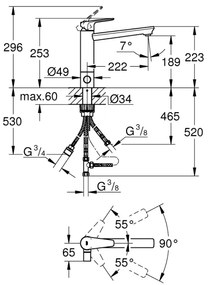 GROHE 31696000 - Baterie pentru chiuvetă BAUEDGE, crom lucios