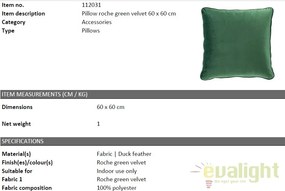 Perna decorativa din catifea verde Roche, 60x60cm 112031 HZ