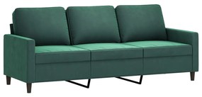359211 vidaXL Canapea cu 3 locuri, verde închis, 180 cm, catifea