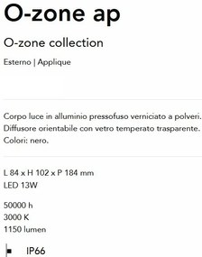 Aplica Spot LED Exterior, Negru, Protectie IP66, O-zone ap