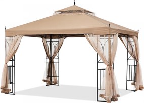 ABCCANOPY Foișor de gradina 3.05x3.05 m - Foișor exterior cu cadru din oțel și plasă de țânțari pentru gazon, curte, grădină, terasă, Kaki
