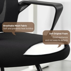 HOMCOM Scaun de Birou Fără Roți Ergonomic cu Brațe pentru Sala de Așteptare, Negru | Aosom Romania