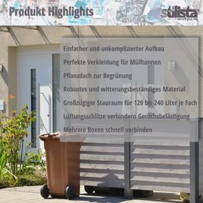 Dulap exterior STILISTA pentru 4 pubele, cu acoperiș pentru