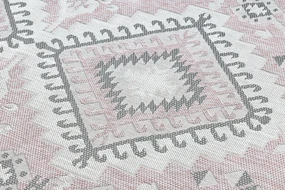 Covor SISAL SION aztec 3007 țesute plate roz / ecru