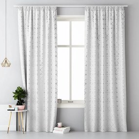 Draperie albă scandinavă cu modele și agățat de un știft 140x250 cm