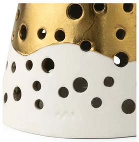 Sfeșnic din porțelan auriu Kähler Design Nobili, înălțime 19 cm