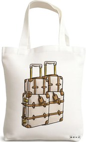 Sacosa de Panza pentru Cumparaturi, Geanta Tote Travel Girl 17, 38x34.5 cm, Alba, BEKZ®