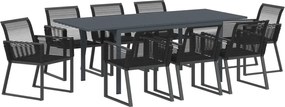 vidaXL Set de masă pentru grădină 9 pcs Negru poliratan