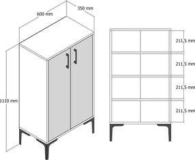 Dulap pentru pantofi Prag Walnut and White
