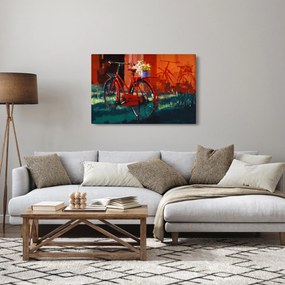 Tablou - Bicicleta roșie, pictură acrilică (90x60 cm)