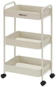 Raft mobil Kinghoff KH 1943, 3 niveluri, 4 roți pivotante 360 grade, bej