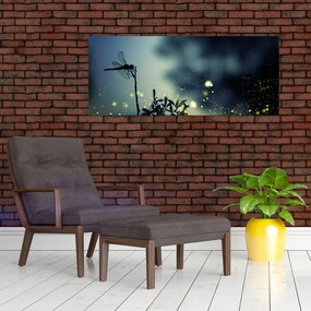 Tablou - Libelula în noaptea strălucitoare (120x50 cm)