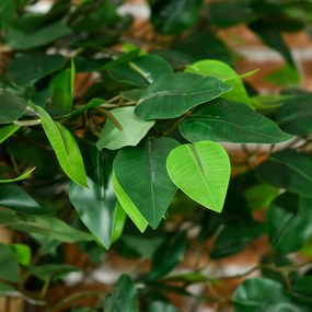 HOMCOM Set de 2 plante artificiale ficus inaltime 1,80 m trunchi crengi lina muschi frunze foarte realiste ghiveci inclus verde | Aosom Romania