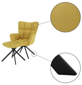 Fotoliu pivotant design cu bază, galben / negru, KOMODO TIP 2