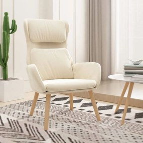 vidaXL Scaun de relaxare, alb crem, catifea