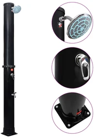 vidaXL Duș solar de exterior cu cap de duș și robinet, 40 L