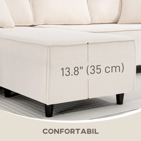 Canapea HOMCOM catifea crem, 3 locuri | Aosom Romania