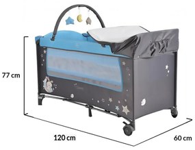 Patut pliant transformabil in tarc copii NOVOKIDS™ Sleepy NEST, 60X120 cm, 2 Niveluri, Masa infasat, Jucarie Carusel cu jucarii din plus, Fermoar