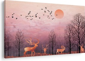 Tablou - Căprioare în strălucirea apusului de soare (90x60 cm)
