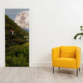 Fototapet pentru ușă - Peisaj cu lună (95x205cm)
