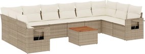 vidaXL Set canapele de grădină cu perne, 11 piese, bej, poliratan