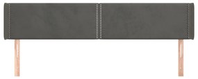 Tablie de pat cu aripioare gri inchis 183x16x78 88 cm catifea 1, Morke gra, 183 x 16 x 78 88 cm