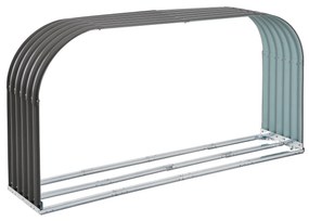 Outsunny Suport de lemne de foc, rezistent la intemperii, din oțel, 212 cm x 46 cm x 112 cm, Gri | Aosom Romania